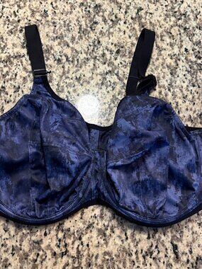 Elomi Energise Sports Bra 38G Blue Black Underwire High Impact EL8042
